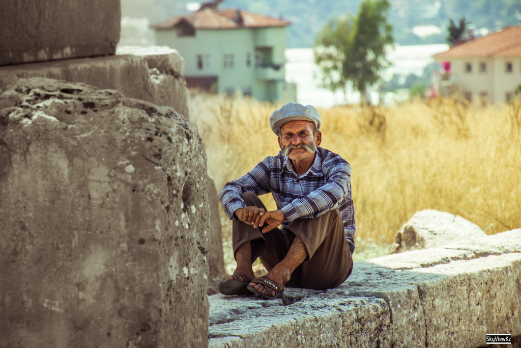 Old man in Xanthos by SkyViewKz
